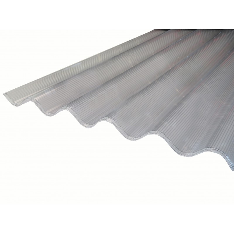 Plaque de polycarbonate ondulé 1,5 m, 2m, 3m alvéolaire translucide 6mm  grandes ondes