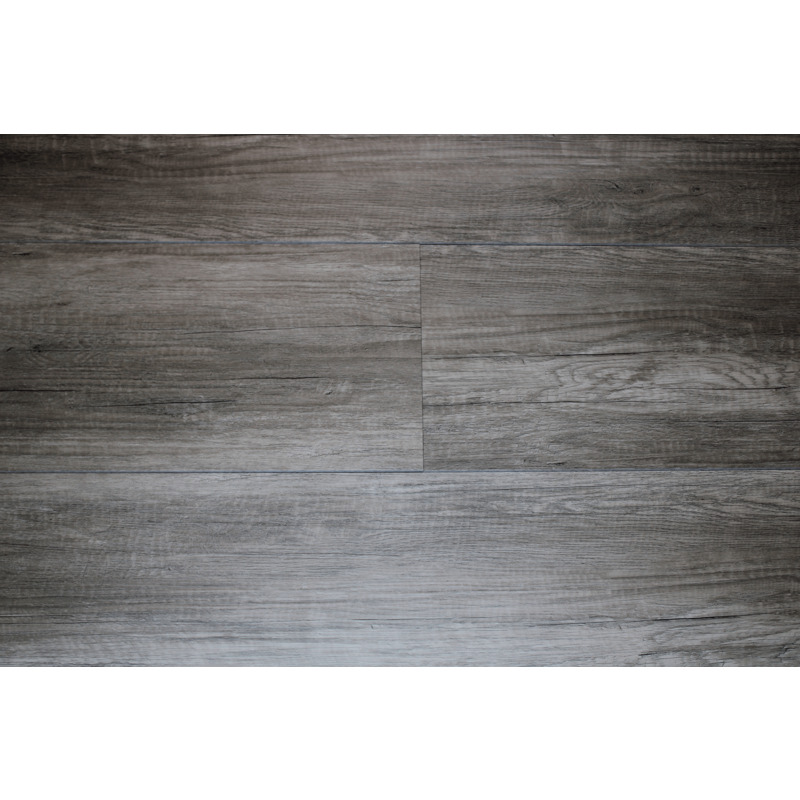 Lame sol SPC chêne gris stratifié et clipsable pour cuisine et véranda