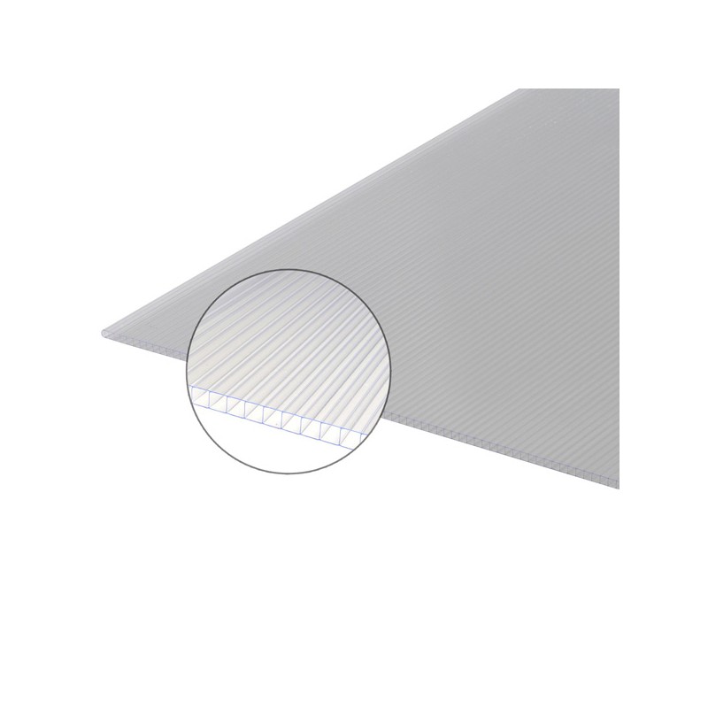 Plaque alvéolaire en polycarbonate traitée UV en épaisseur 6 mm, Format  2000x1000 mm