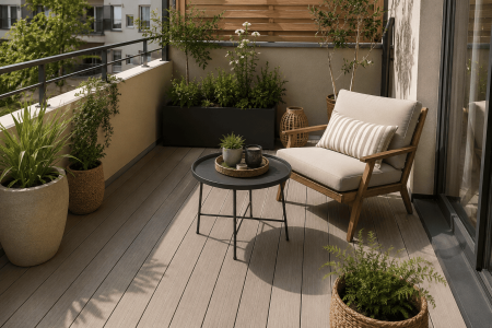 Terrasse composite : idées d’aménagement pour petit espace, balcon et cour